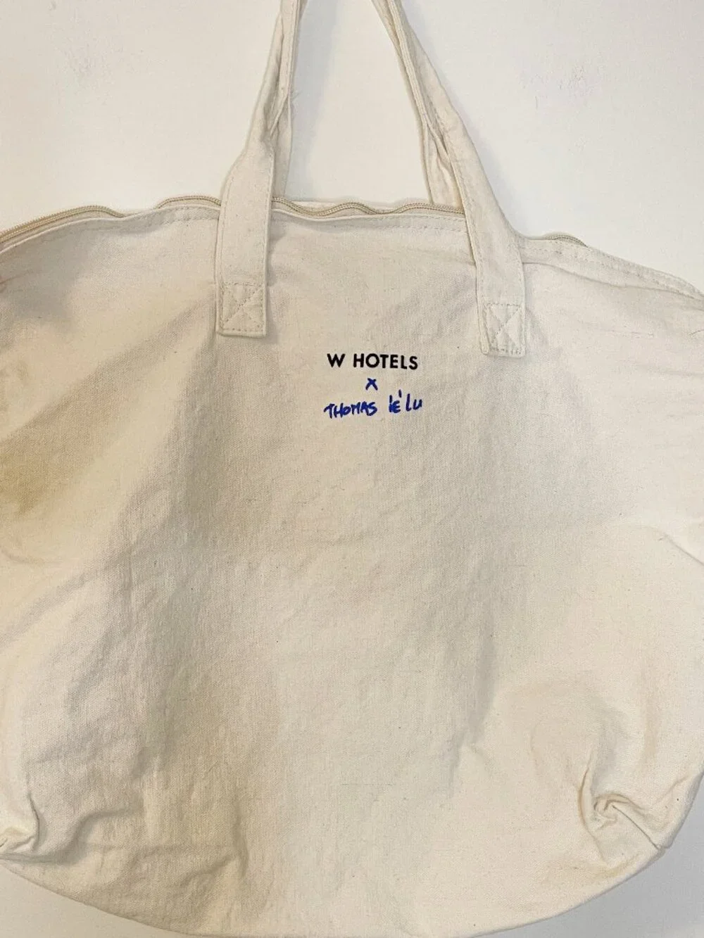 W Hotels x Thomas Lélu Canvas Tote Bag Zip Graphic Quote Weekend Beach Travel